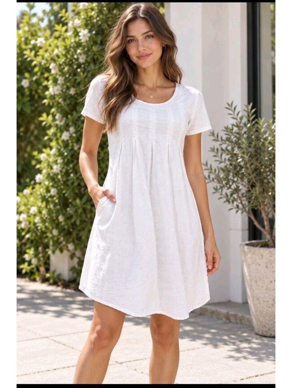 Steven Alan Babydoll White Size S Women's Cotton Dress Short Sleeve Lined #C